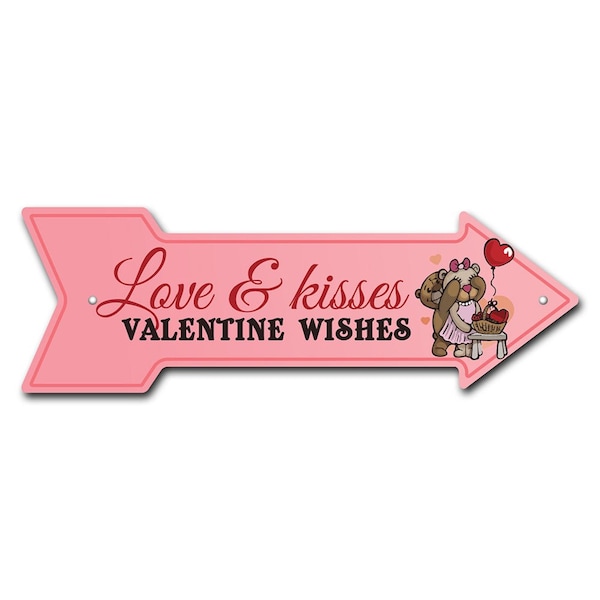 Valentine Wishes Arrow Sign Funny Home Decor 36in Wide